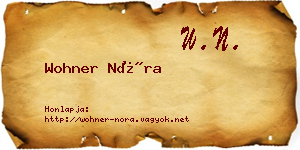 Wohner Nóra névjegykártya